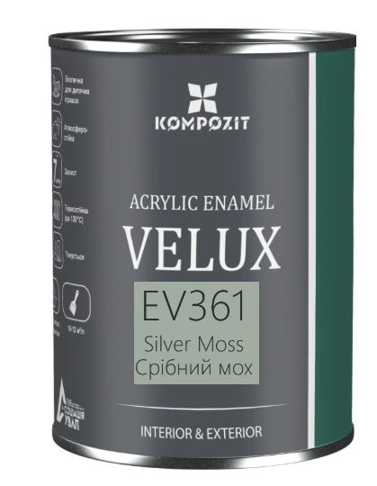 Емаль акрилова Kompozit VELUX Срібний мох EV 361 шовковистий мат 0,75 л